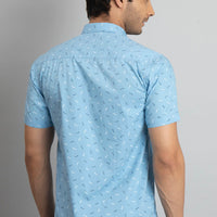 Sky Blue Print Shirt