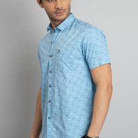 Sky Blue Print Shirt