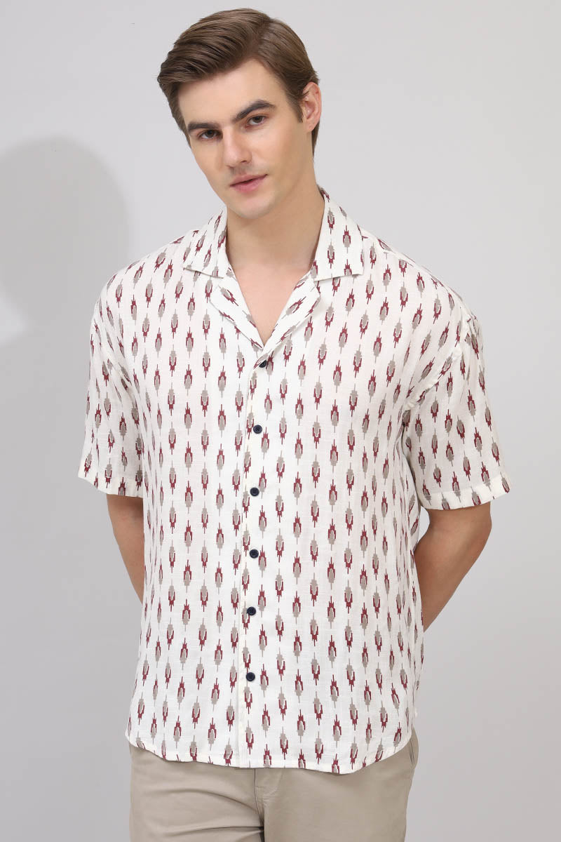 Maroon  Print  Shirt
