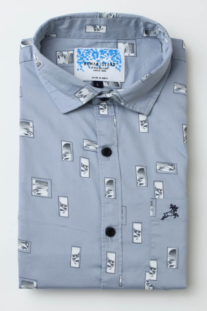 SkyBlue Print Shirt