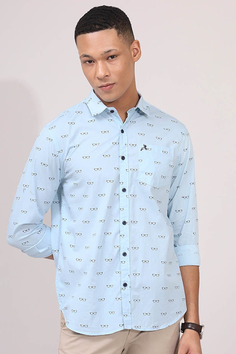 SkyBlue Print Shirt